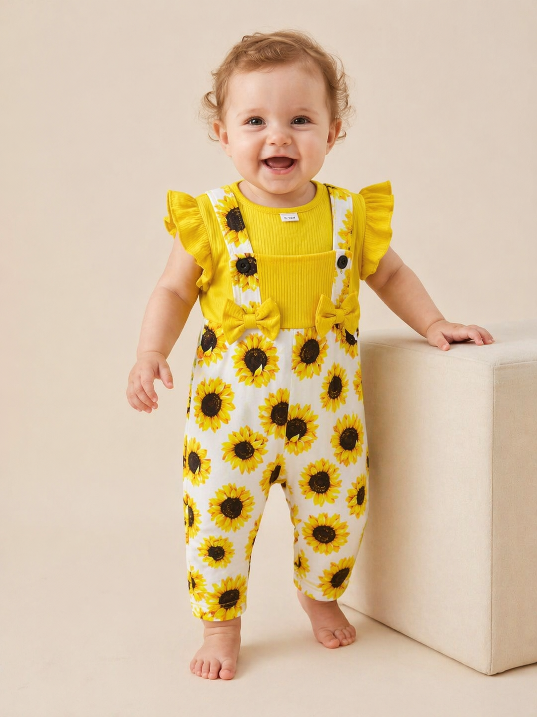 Baby Girls Sunflower Printed Romper Jumpsuit | Summer Outfit | 3 β 24 Months