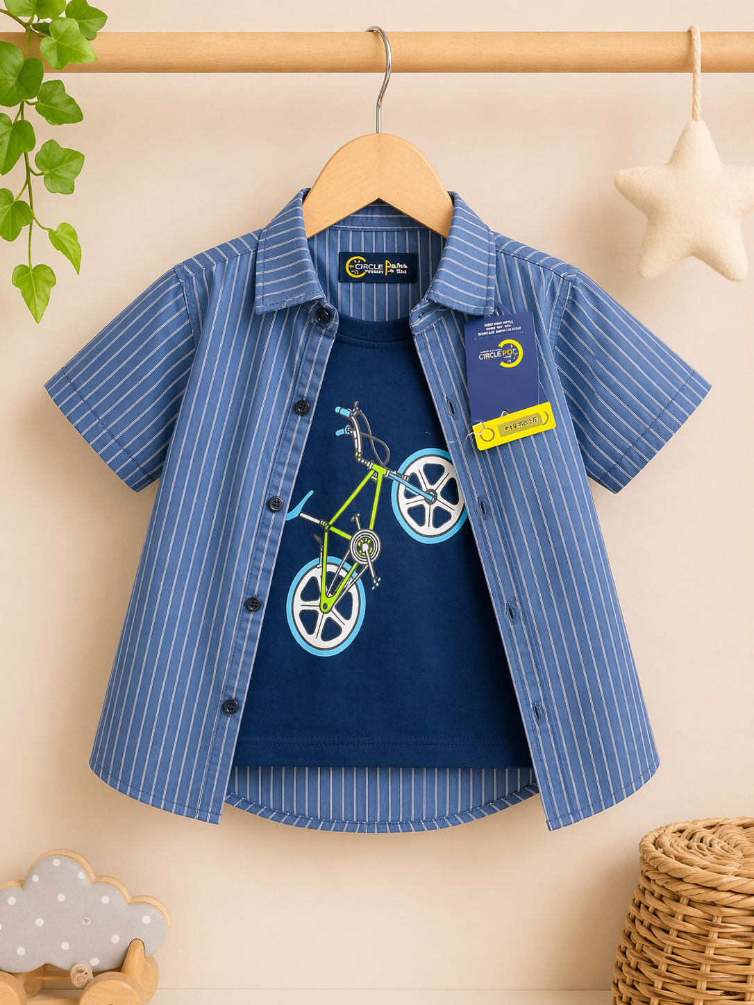 Boys Double Shirts Printed T-Shirt & Shirt Set | Stylish Summer Outfit | Ages 1 – 12 Years