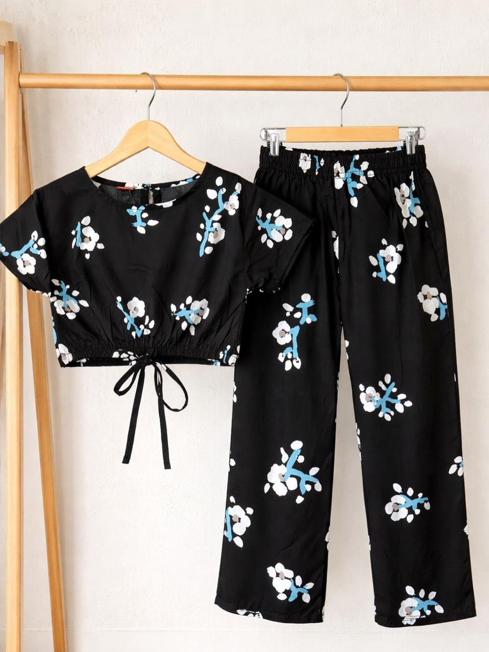 Girls Printed Cotton Dress | Summer Casual Suit | 1β10 Years | Midnight Floral Black