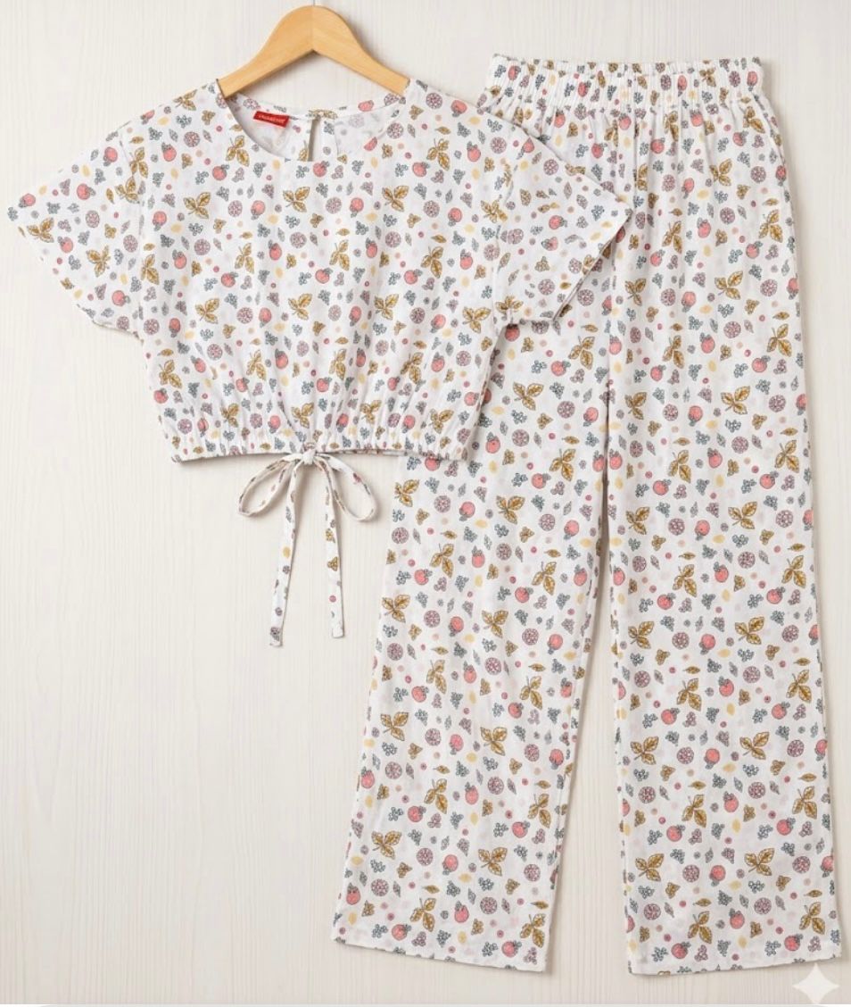 Girls Printed Cotton Dress | Summer Casual Suit | 1 β 10 Years | Pastel Garden Floral
