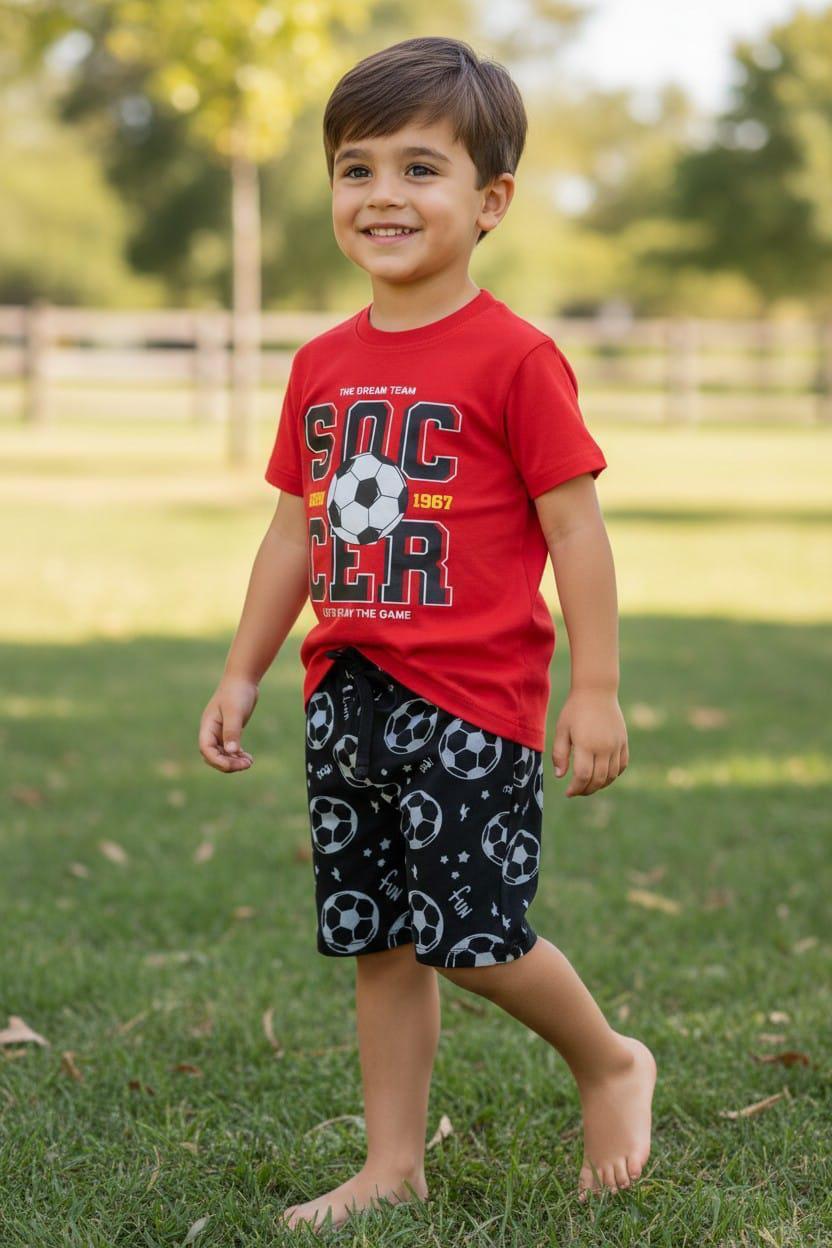 Boys Soccer Graphic T-Shirt & Shorts Set | Ages 1 ā 12 Years | 2-Piece Outfit