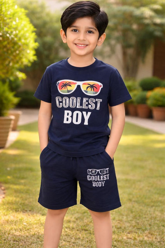 Coolest Boy Navy T-Shirt & Shorts Set | Summer Collection | Ages 1 –12 Years | 2-Piece Set