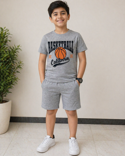 Boys Basketball Printed T-Shirt & Shorts Set | Casual Summer Outfit | Ages 1 - 12 Years
