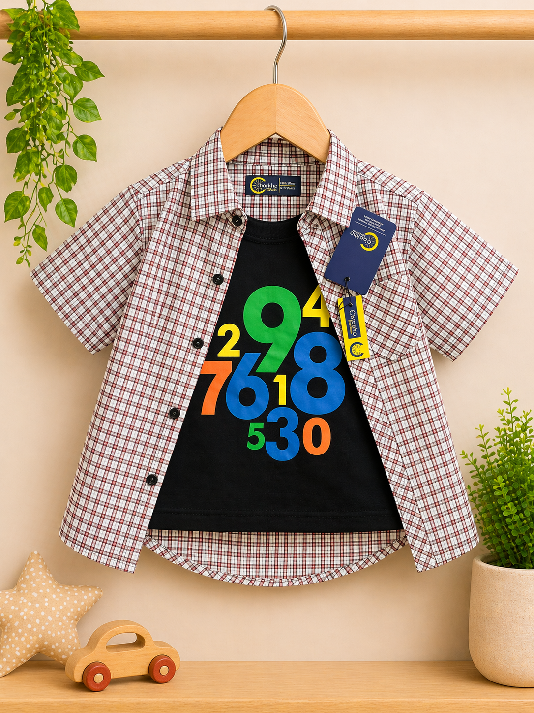 Boys Double Shirts  Printed T-Shirt & Shirt Set | Stylish Summer Outfit  | Ages 1 – 12 Years