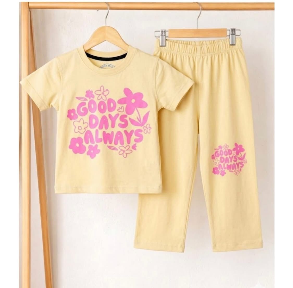 Girls Floral Quote Printed T-Shirt & Trousers Set | Summer Collection | Ages 1 – 10 Years