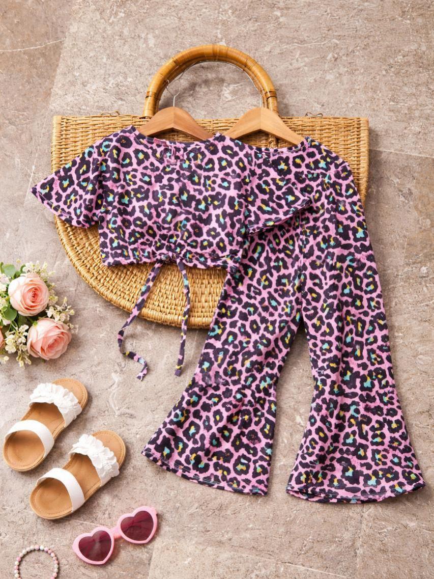 Girls Printed Cotton Dress | Summer Casual Suit | 1 – 10 Years | Wild Berry Leopard Print