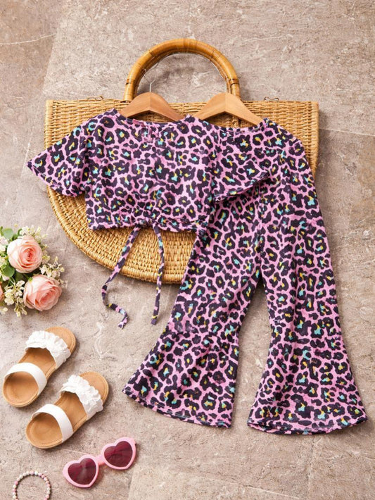 Girls Printed Cotton Dress | Summer Casual Suit | 1 – 10 Years | Wild Berry Leopard Print