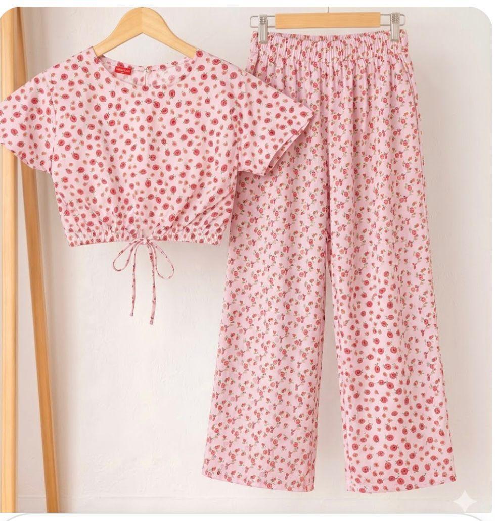 Girls Printed Cotton Dress | Summer Casual Suit | 1 – 10 Years | Rose Pink Mini Floral