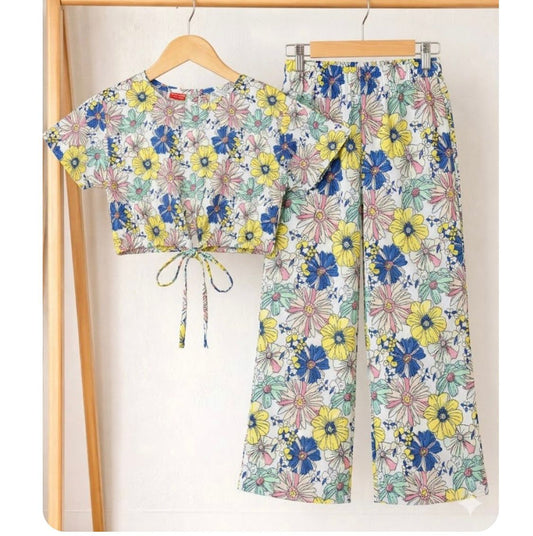 Girls  Printed Cotton Dress | Summer Casual Suit | 1 – 10 Years | Pastel Garden Floral