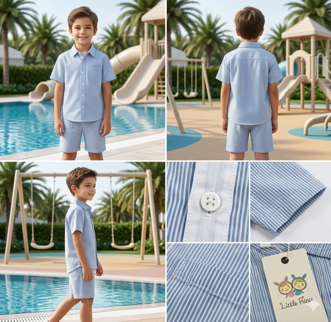Boys Striped Shirt & Shorts Set | Summer Casual Outfit  | Ages 1 – 8 Years