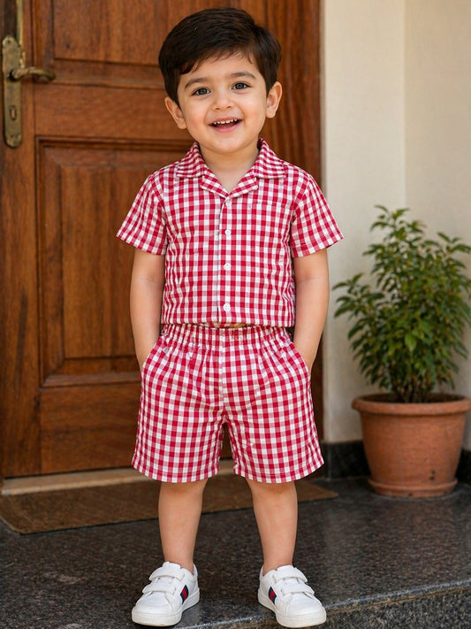 Boys  Checkered Shirt & Shorts Set | Ages 1 – 12 Years | 2-Piece Outfit